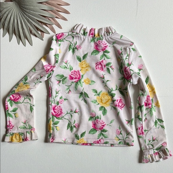 Janie and Jack Floral Long Sleeve Rashguard Top with Ruffle Details  - 2T - Picture 3 of 7